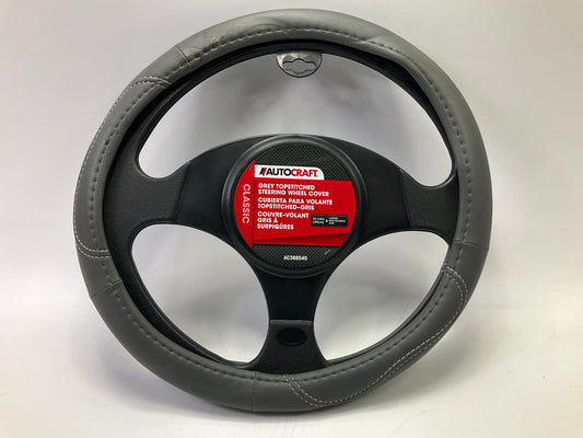 Autocraft AC38854G - 15-1/4'' Grey Topstitched Steering Wheel Cover