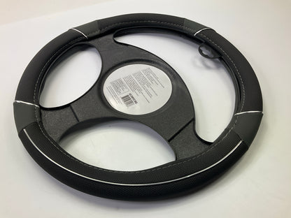 Autocraft AC38921BG - 15'' Black / Grey Chrome Steering Wheel Cover