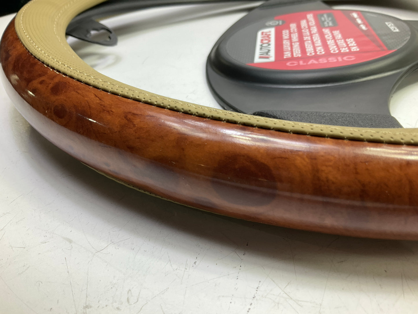 Autocraft AC39757T Woodgrain Steering Wheel Cover 15-1/4'' & Larger