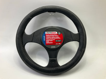 Autocraft AC39823B - 14.5'' - 15'' Black Faux Leather Steering Wheel Cover