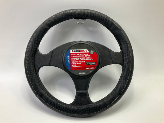 Autocraft AC39823B - 14.5'' - 15'' Black Faux Leather Steering Wheel Cover