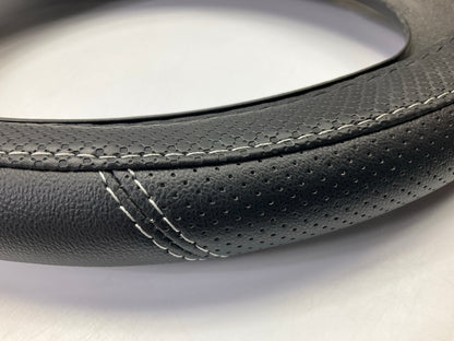 Autocraft AC39823B - 14.5'' - 15'' Black Faux Leather Steering Wheel Cover