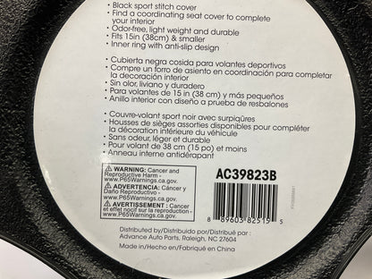 Autocraft AC39823B - 14.5'' - 15'' Black Faux Leather Steering Wheel Cover
