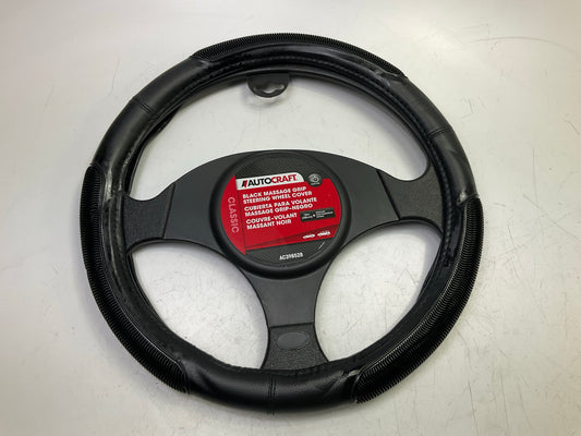Autocraft AC39852B 15'' Black Massage Grip Steering Wheel Cover