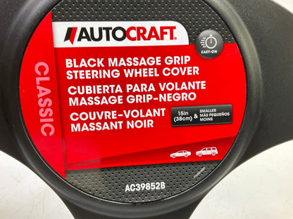 Autocraft AC39852B 15'' Black Massage Grip Steering Wheel Cover