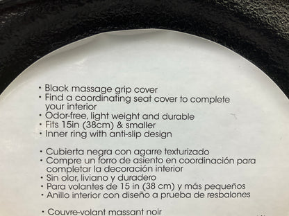 Autocraft AC39852B 15'' Black Massage Grip Steering Wheel Cover