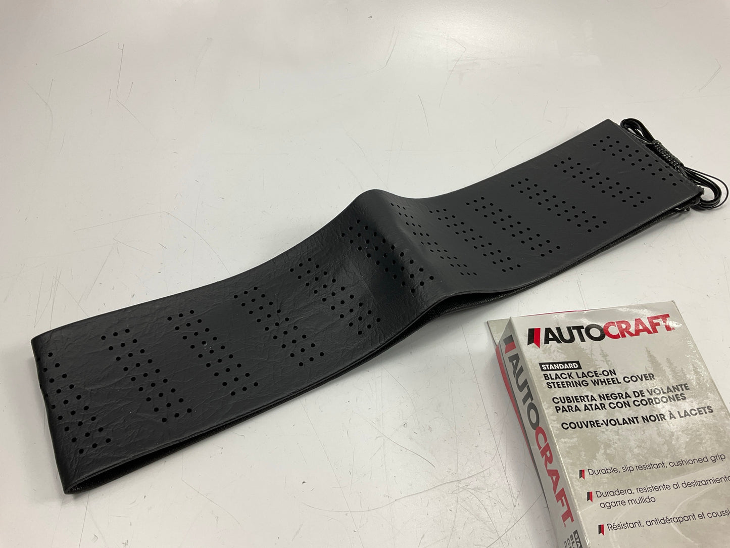 Autocraft AC40012B Black Lace-on Steering Wheel Cover, 3-7/8'' Width