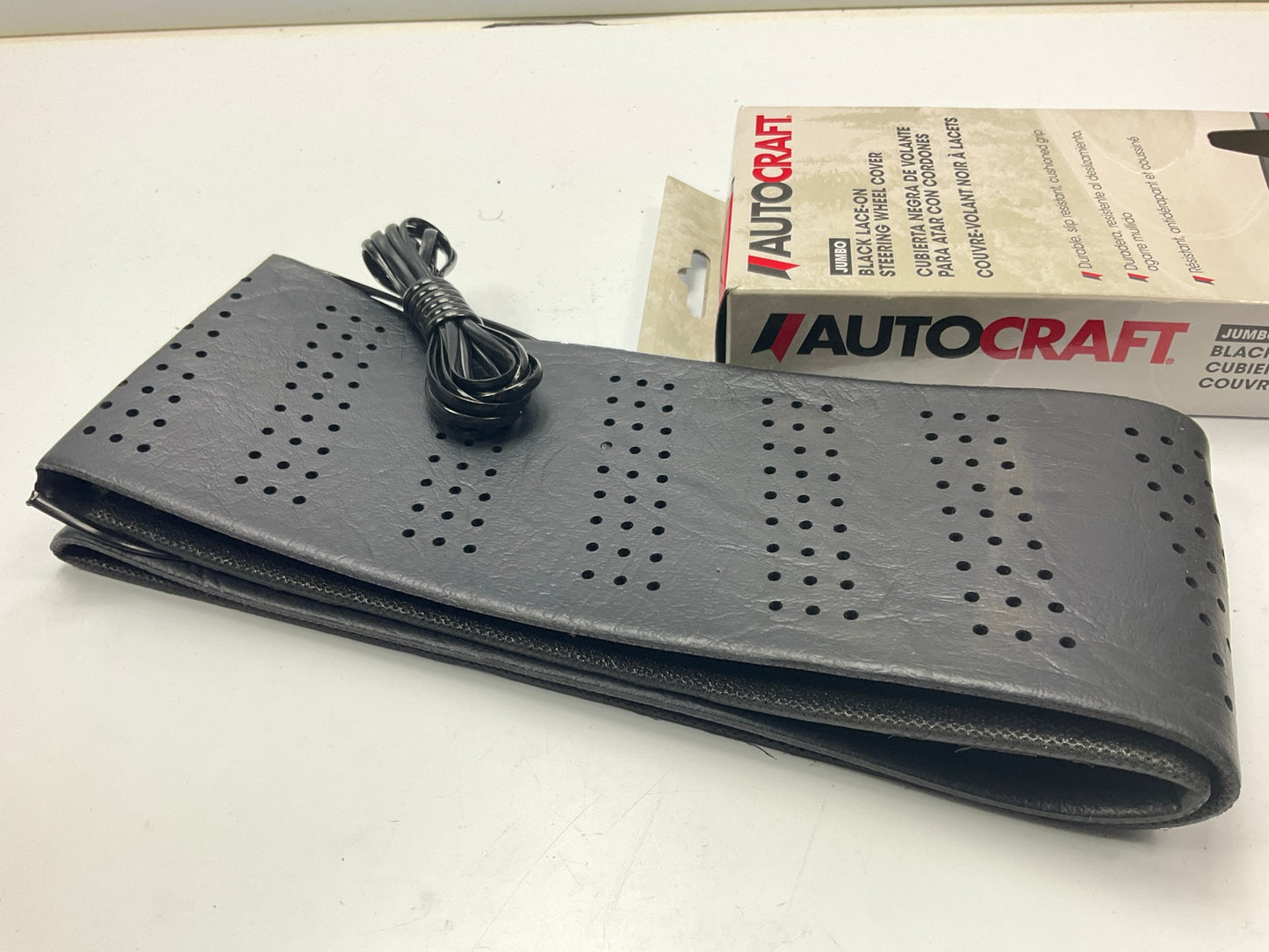Autocraft AC41011B Steering Wheel Cover, Lace-On, Black, Jumbo