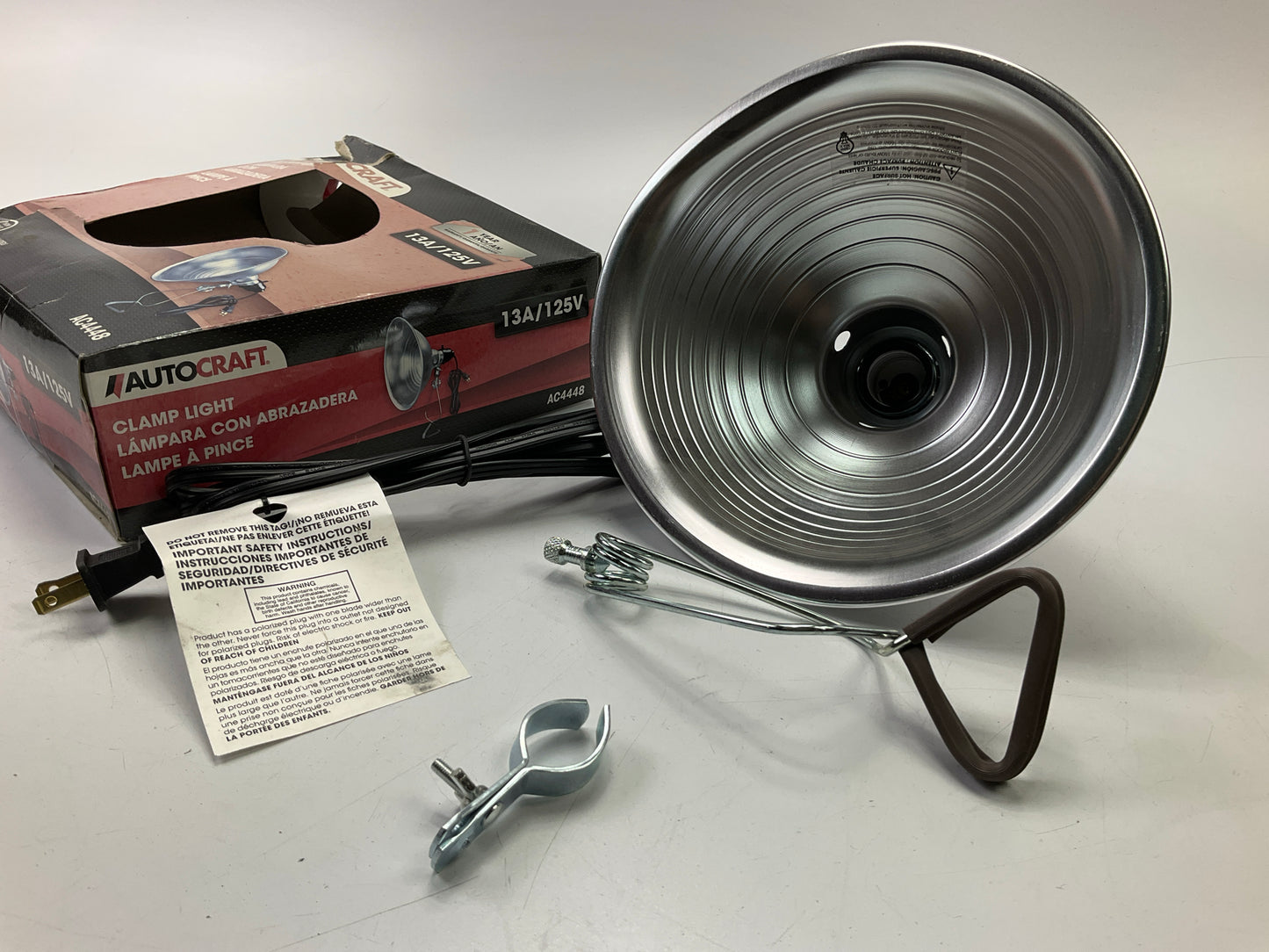 Autocraft AC4448 8.5'' Aluminum Clamp-On Work Light Lamp - Up To 150W