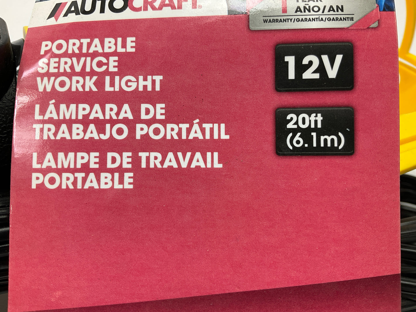 Autocraft AC4450 12V Portable Service Work Light Lamp, 20' Cord, 75 Watts