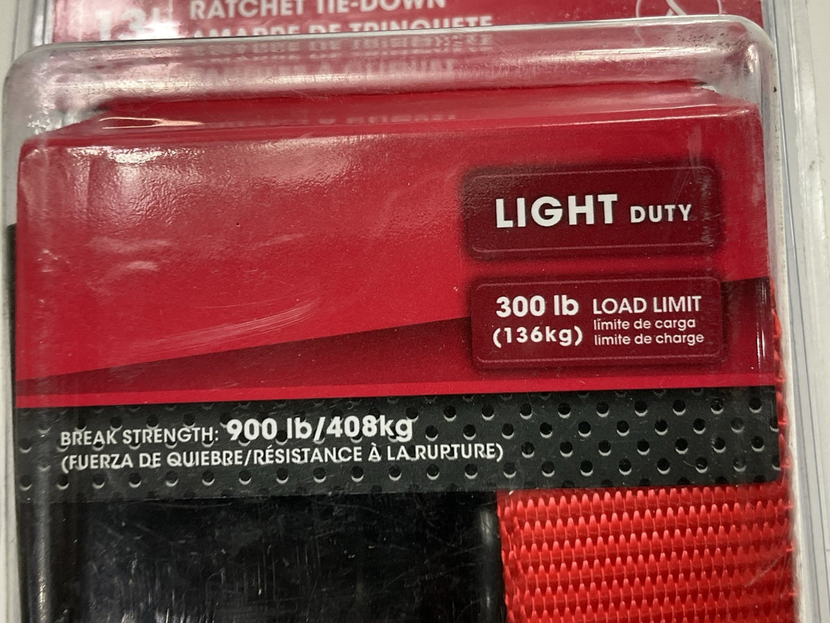 Autocraft AC44 13ft 4m Ratchet Tie-Down 300 Lb Load Limit 900 Lb Break Strenght