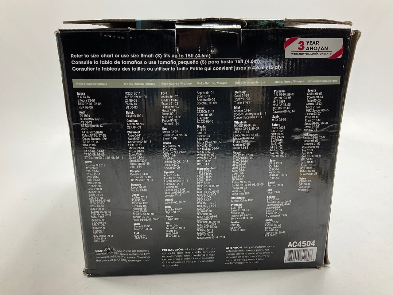 Autocraft AC4504 Size Small Car Cover For Cars Up To 15 Feet Total Length