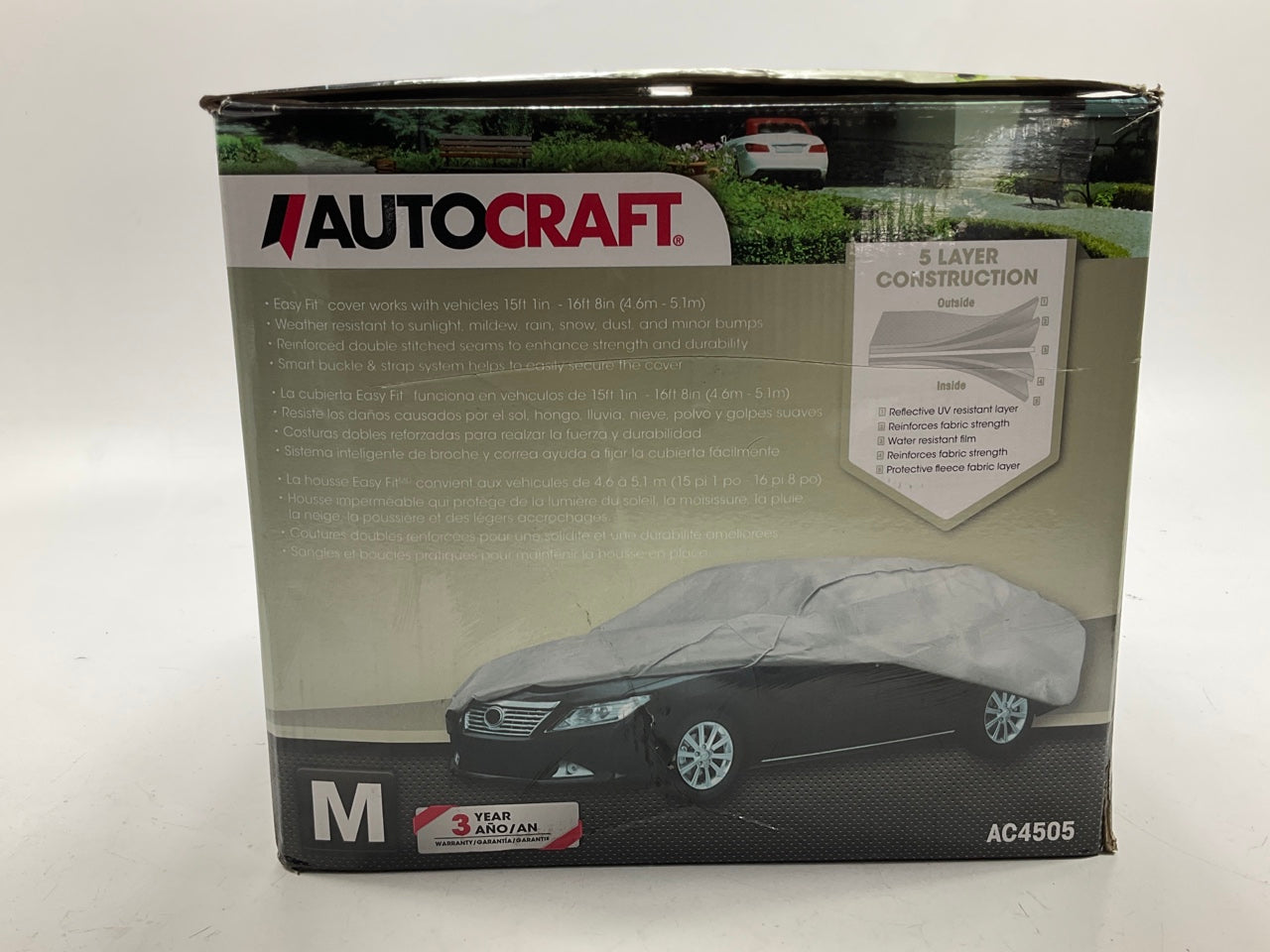 Autocraft AC4505 Medium Size Car Cover For Cars Up To 16 Feet Total Length