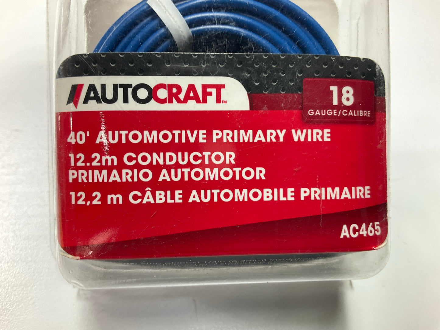 Autocraft AC465 Automotive Primary Wire 18 Gauge, 40' Long, Blue