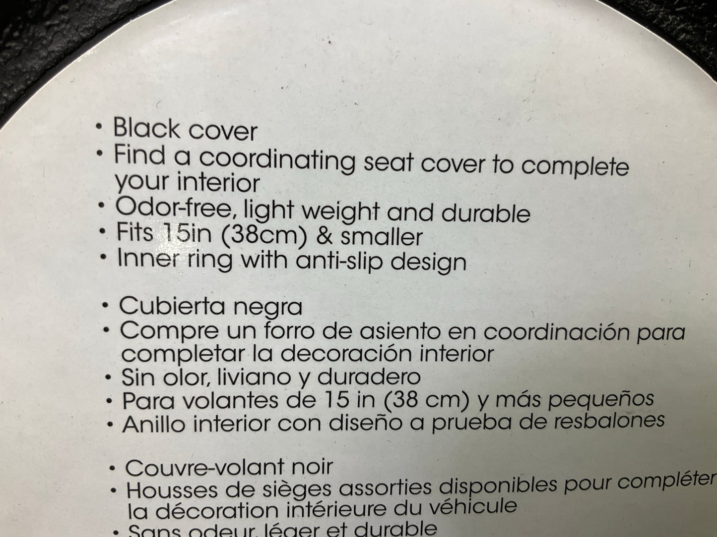 Autocraft AC48204B Black Smooth Faux Leather Steering Wheel Cover 15'' & Smaller