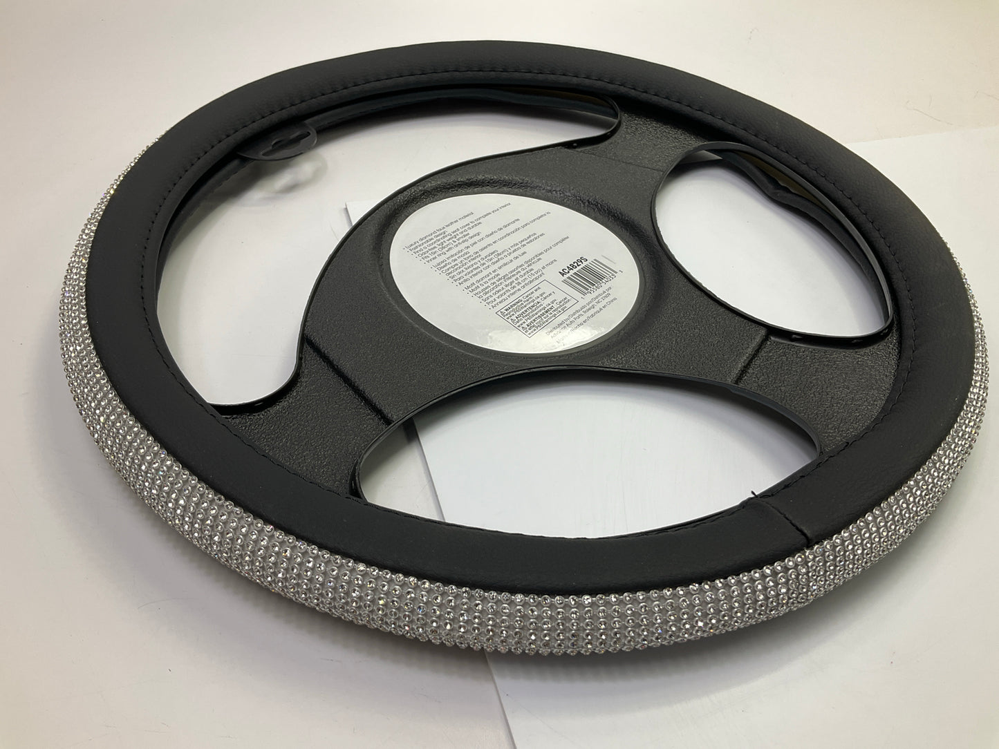Autocraft AC4829S - 15'' Silver Rhinestone Steering Wheel Cover