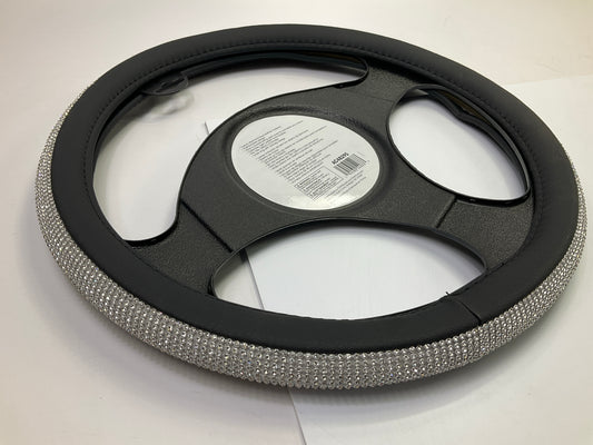 Autocraft AC4829S - 15'' Silver Rhinestone Steering Wheel Cover