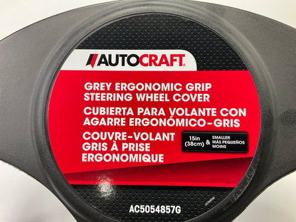 Autocraft AC5054857G - 15'' Grey Ergonomic Memory Foam Grip Steering Wheel Cover