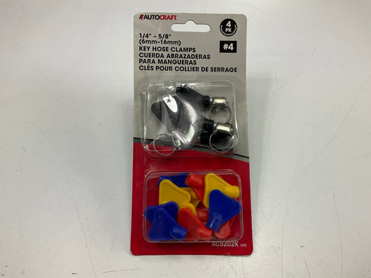 Autocraft AC5202K Hose Clamp 1/4'' - 5/8'' Key Hose Clamps, Pack Of 4