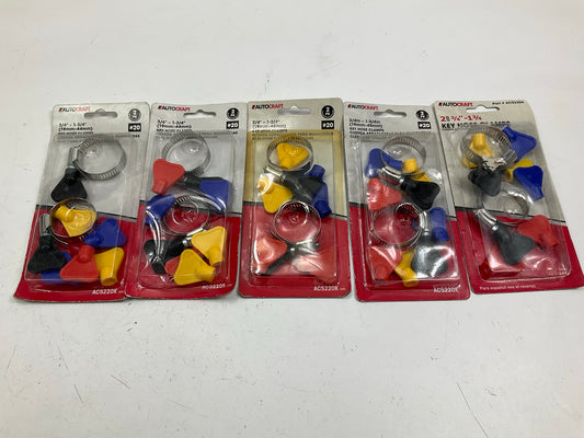 (5) AutoCraft AC5220K Key Hose Clamps, No. 20, 2 Pack, Range: 3/4'' - 1-3/4''