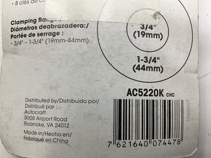 (5) AutoCraft AC5220K Key Hose Clamps, No. 20, 2 Pack, Range: 3/4'' - 1-3/4''