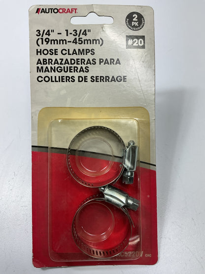 Autocraft AC5220V Hose Clamp, 1/2'' Band, 3/4'' To 1-3/4'' Range (2-Pack)