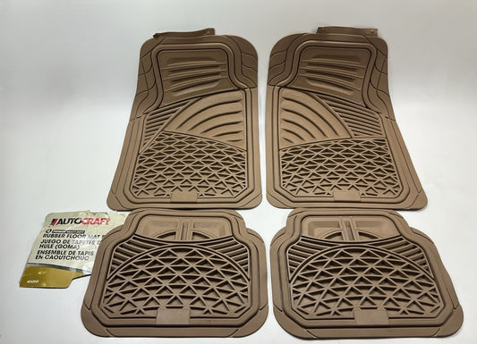 Autocraft AC6204T Universal Heavy Duty 4-Piece Tan Beige Rubber Floor Mats Set