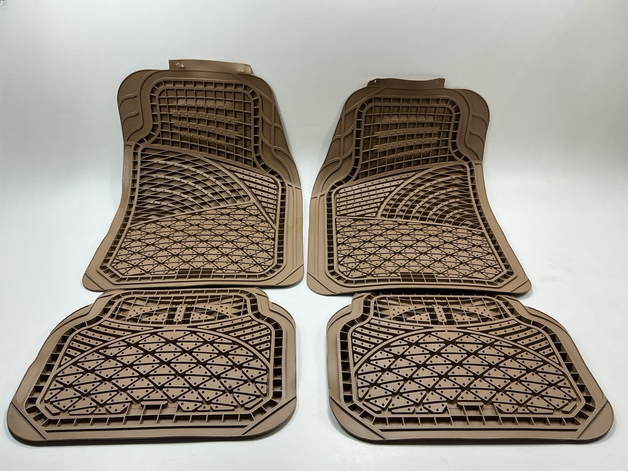Autocraft AC6204T Universal Heavy Duty 4-Piece Tan Beige Rubber Floor Mats Set
