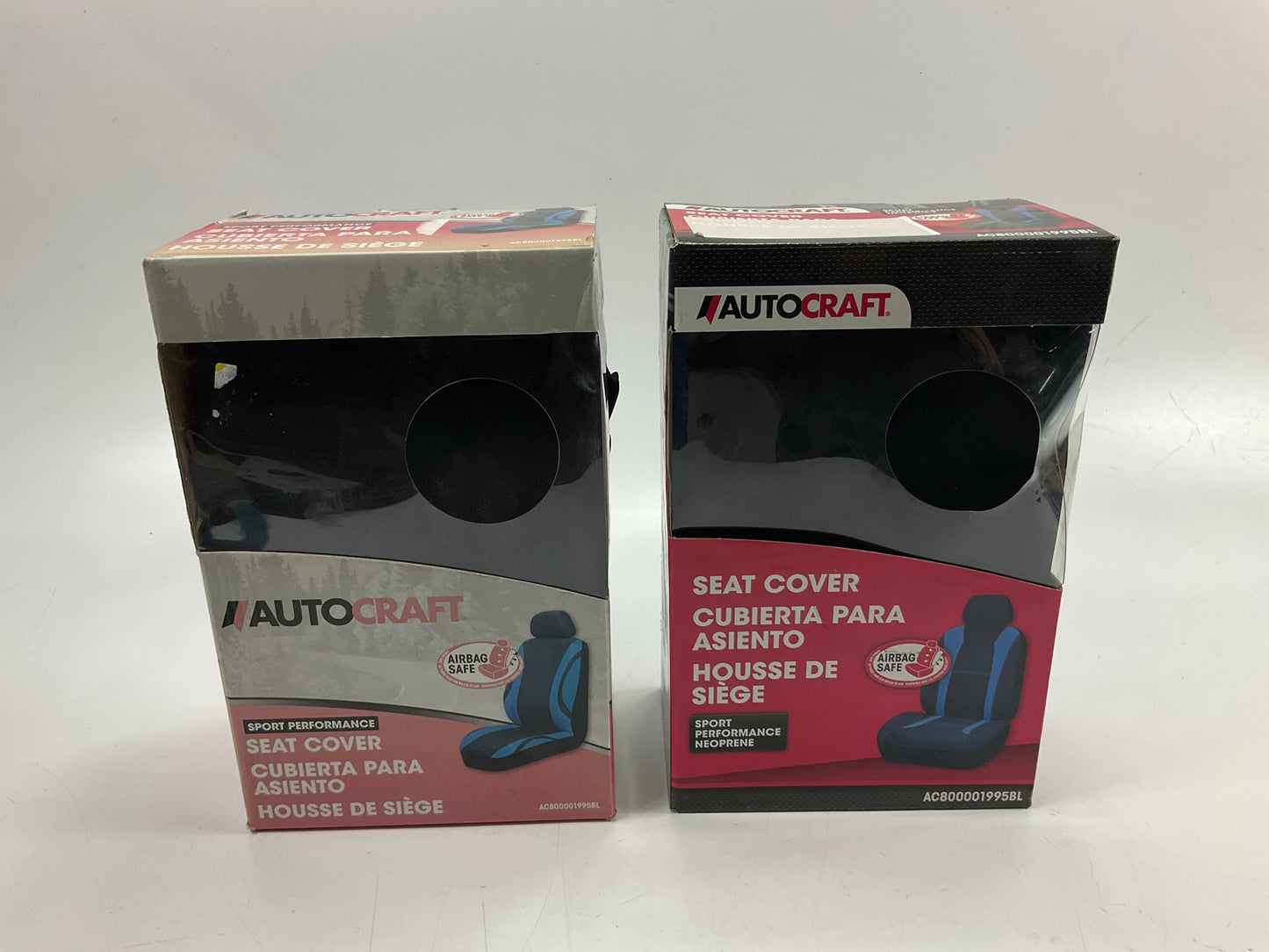 PAIR - Autocraft AC800001995BL Universal Bucket Seat Black/Blue Seat Cover Set