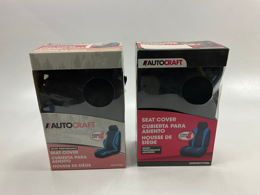 PAIR - Autocraft AC800001995BL Universal Bucket Seat Black/Blue Seat Cover Set