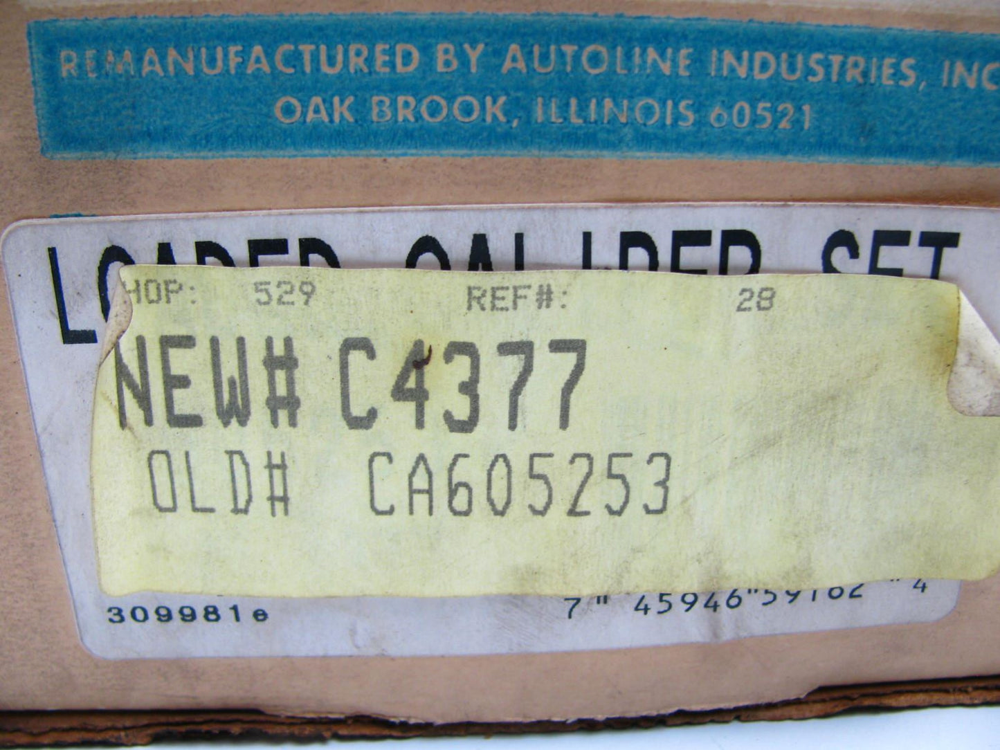 Remanufactured Autoline C4377 REAR Disc Brake Caliper Set Loaded With Brake Pads
