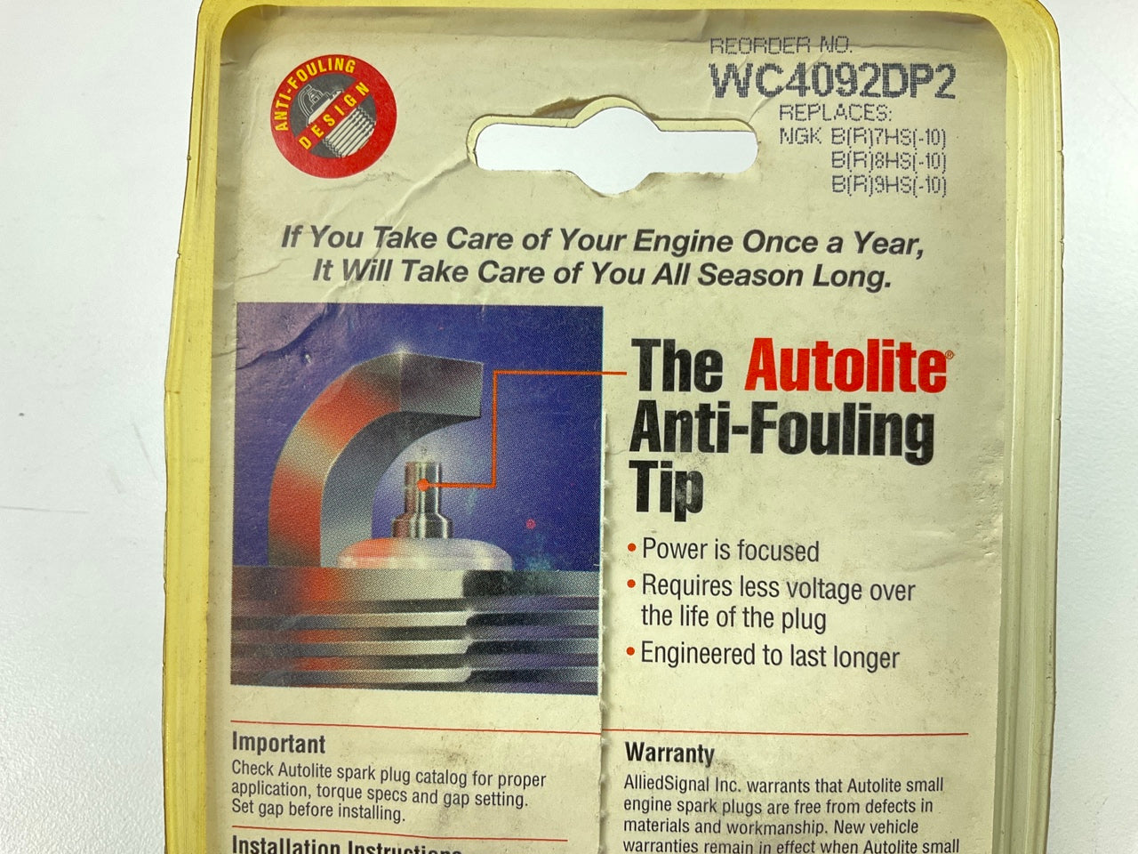 (4) Autolite WC4092 ANTI-FOULING Spark Plugs - Replaces NGK BR7HS