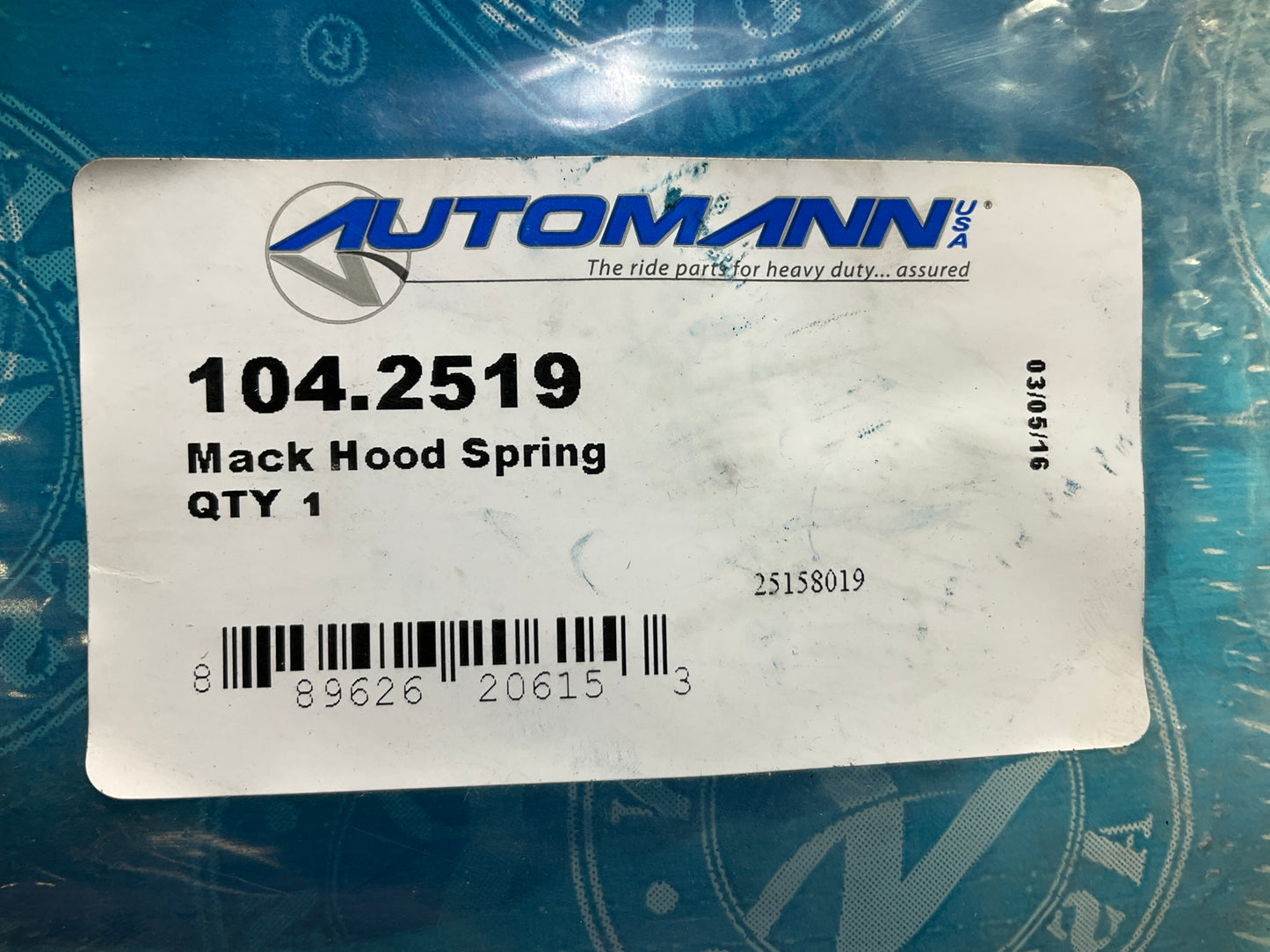 (2) Automann 104.2519 Hood Spring For Mack Pinnacle CH, CL, RD Truck 20.25'' Long