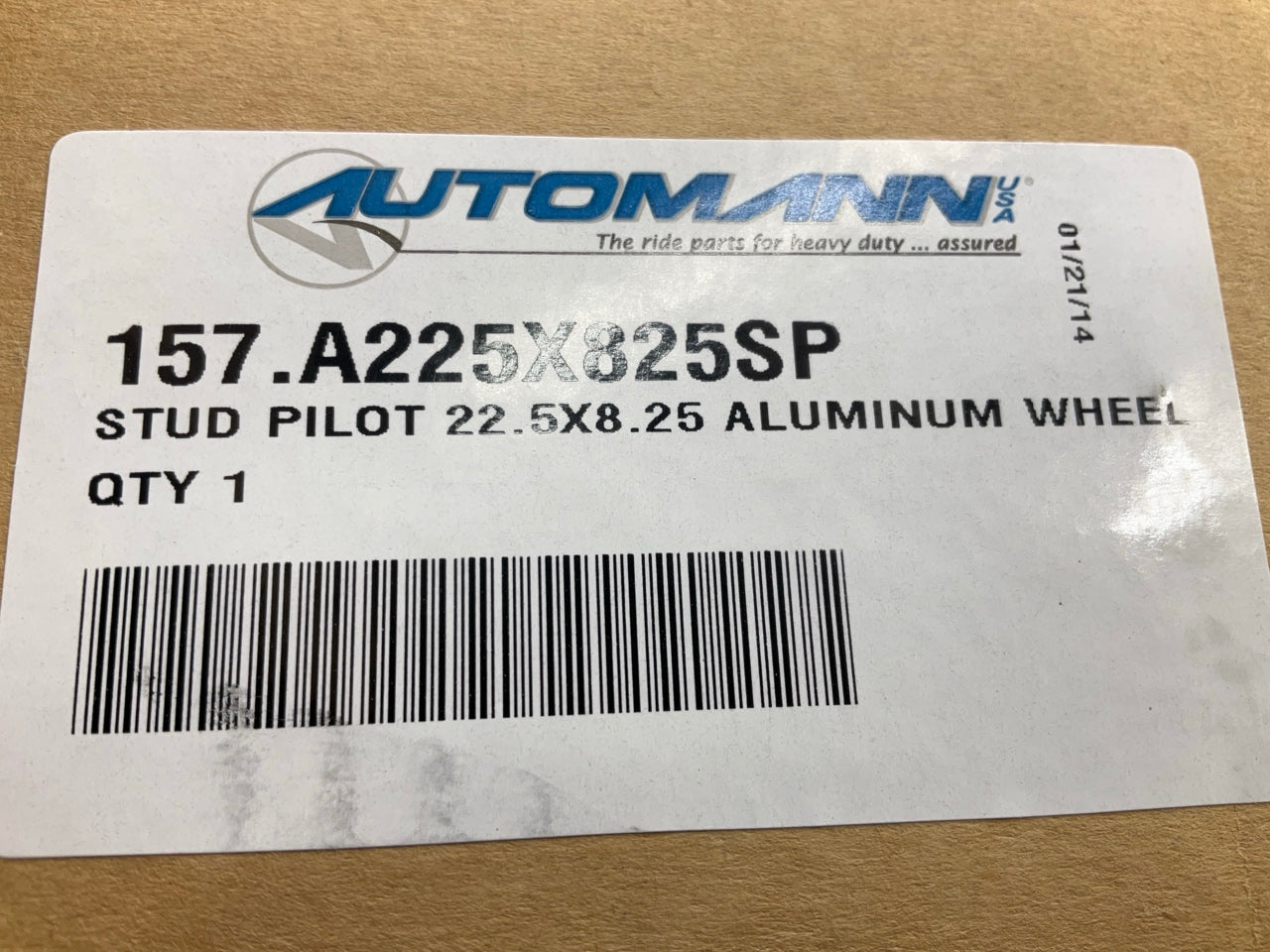 Automann 157.A225X825SP Aluminum Wheel, 22.5'' X 8.25'', Stud Pilot, 10 Hole