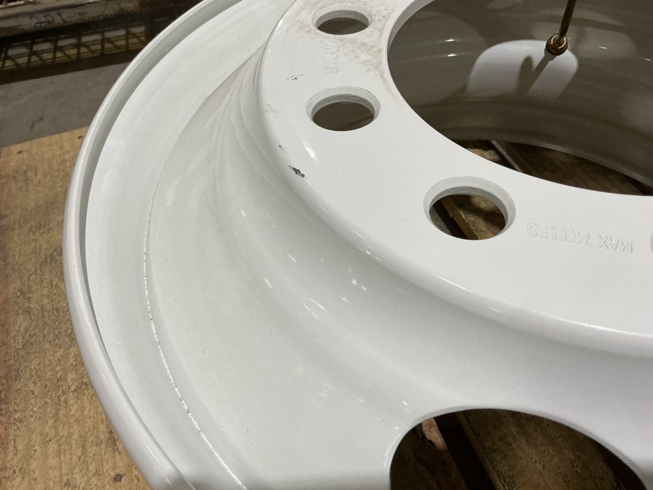 SCUFFED - Automann 157.L225X825SP White Steel Wheel, Stud Pilot, 22.5'' X 8.25''