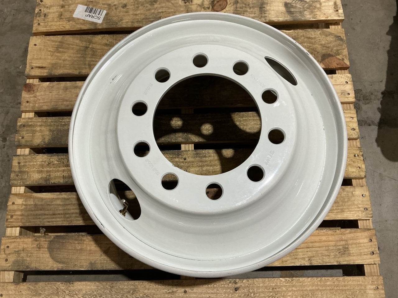 SCUFFED - Automann 157.L225X825SP White Steel Wheel, Stud Pilot, 22.5'' X 8.25''
