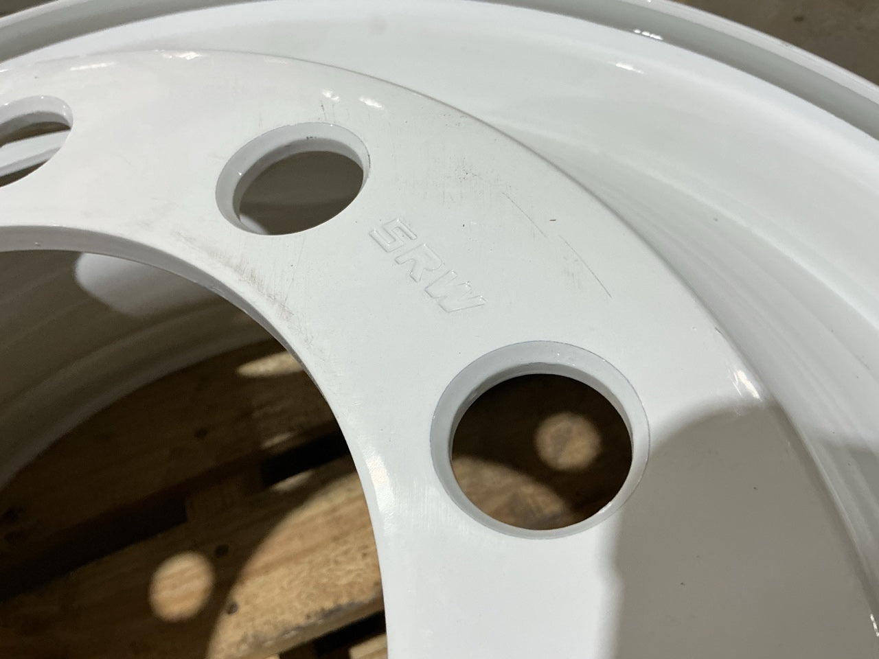 SCUFFED - Automann 157.L225X825SP White Steel Wheel, Stud Pilot, 22.5'' X 8.25''