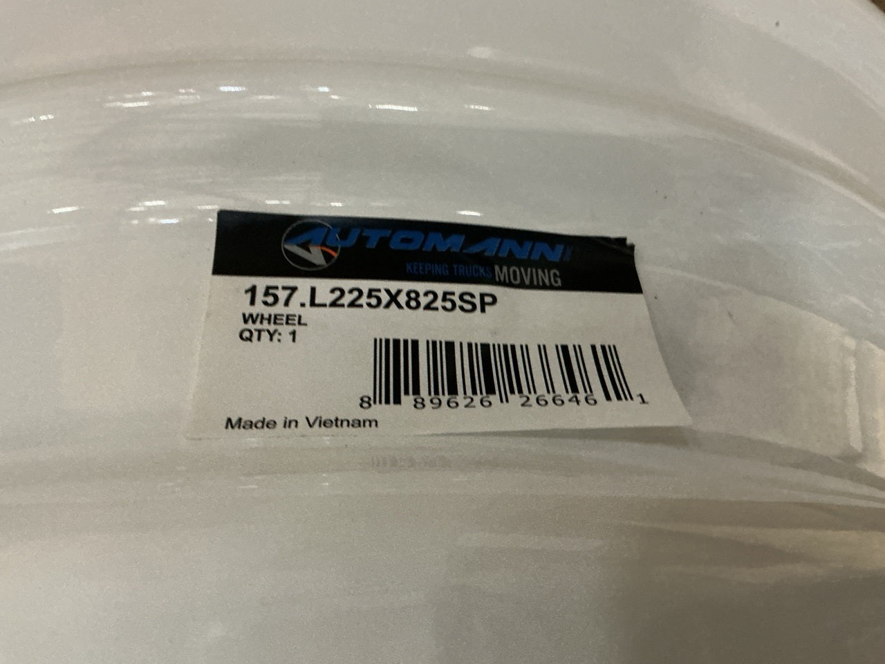 SCUFFED - Automann 157.L225X825SP White Steel Wheel, Stud Pilot, 22.5'' X 8.25''
