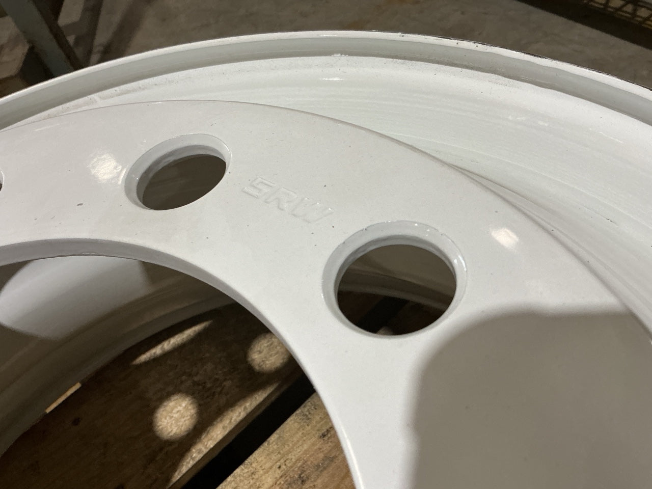 SCUFFED - Automann 157.L225X825SP White Steel Wheel, Stud Pilot, 22.5'' X 8.25''