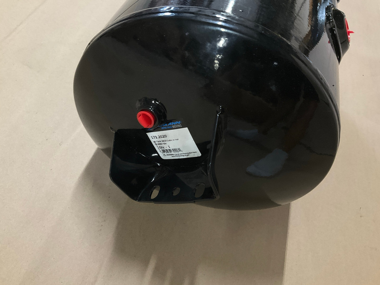 Automann 172.2020 Black Steel Air Tank, 12'' X 27'' 3 Port, 29.5'' Mounting Centers