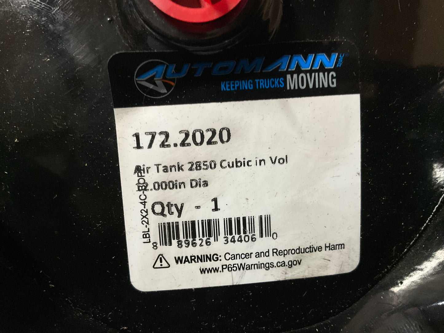 Automann 172.2020 Black Steel Air Tank, 12'' X 27'' 3 Port, 29.5'' Mounting Centers