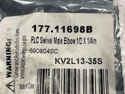 Automann 177.11698B Push-Lock Air Brake Fitting, 90° Male Swivel Elbow 1/2 X 1/4