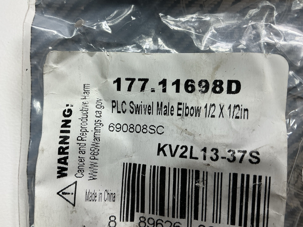 Automann 177.11698D 1/2''x1/2'' Push-Lock Air Brake Fitting, 90° Male Swivel Elbow