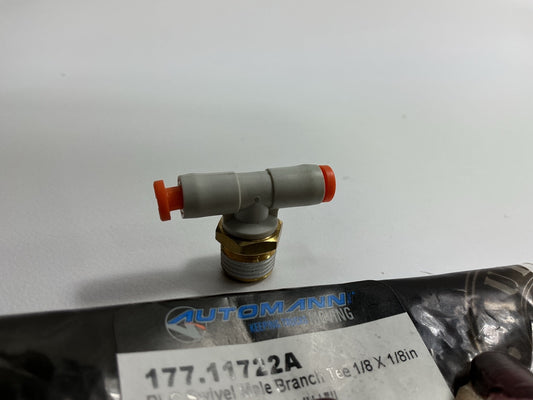 Automann 177.11722A PLC Air Brake Line Swivel Male Branch Tee 1/8'' X 1/8''