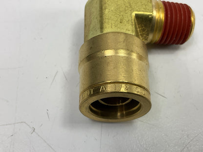 Automann 177.13B158B Brass PLC Male Elbow 1/2'' Tube, 1/4'' Pipe Air Brake Fitting