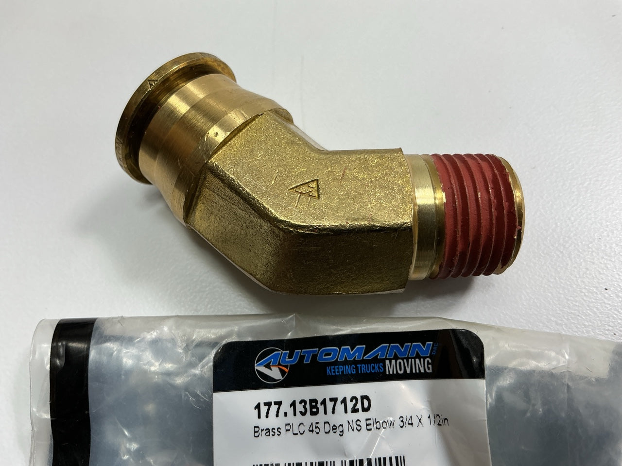 Automann 177.13B1712D Brass PLC Male 45 Deg Elbow Fitting, 3/4'' Tube, 1/2'' Pipe