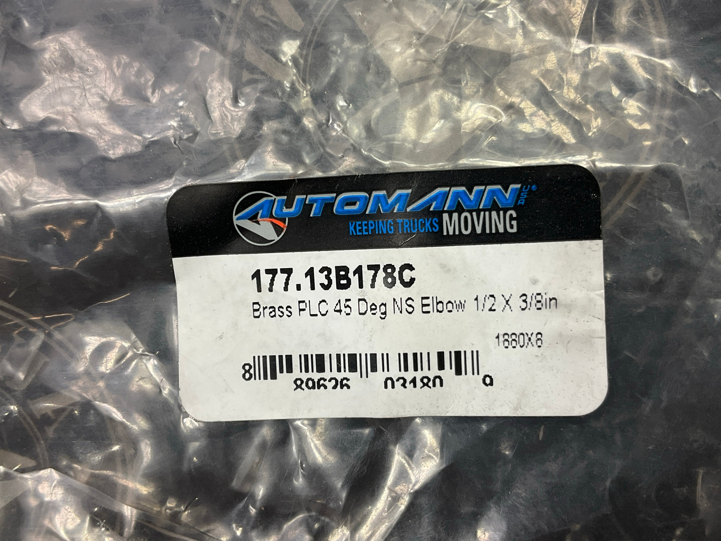 Automann 177.13B178C 45 Degree PLC Push-lock Air Brake Fitting 1/2'' X 3/8'' Elbow