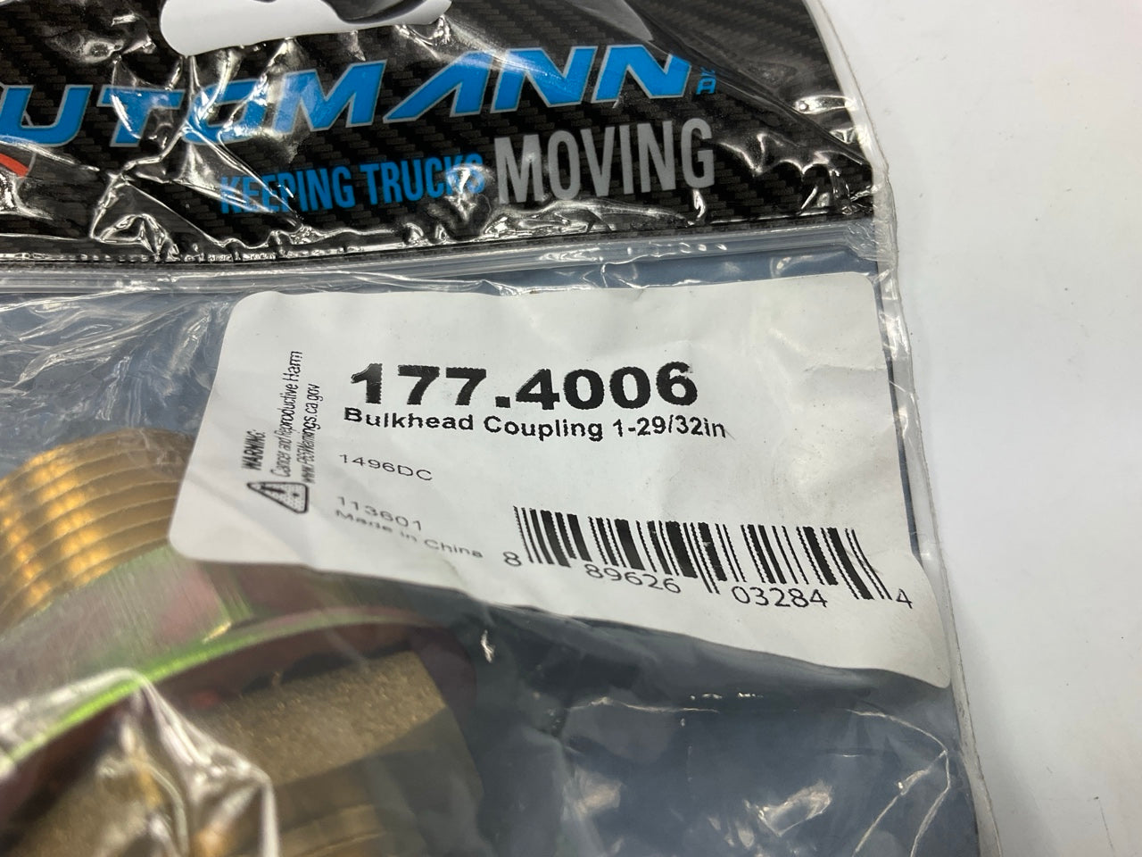 Automann 177.4006 1/2'' Male X 3/8'' Female Bulkhead Frame Fitting 1-29/32'' Long