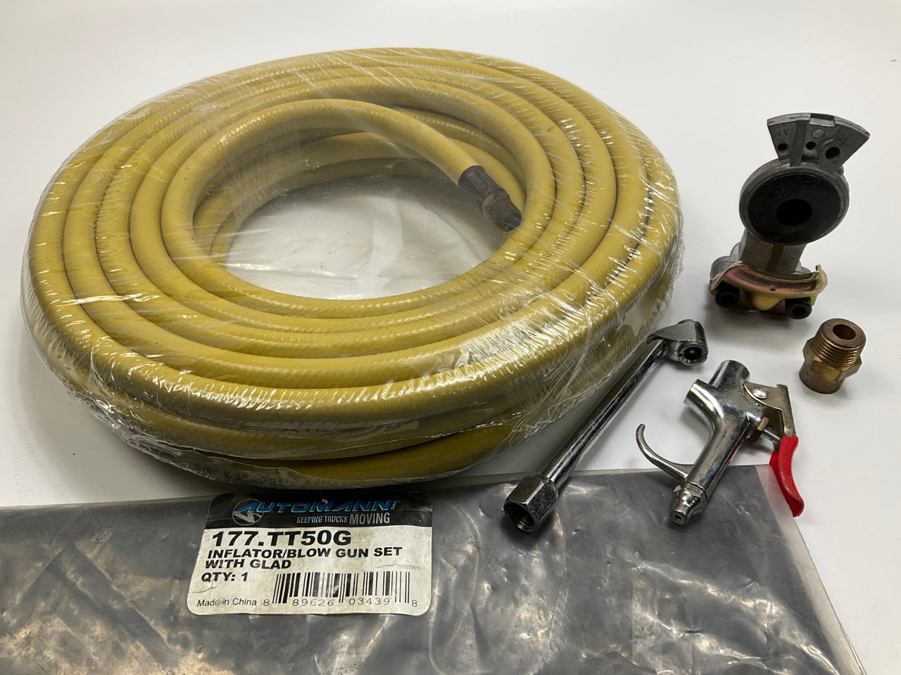 Automann 177.TT50G  Inflator & Blow Gun Kit W/ Gladhand, 50 Feet 3/8'' Air Hose