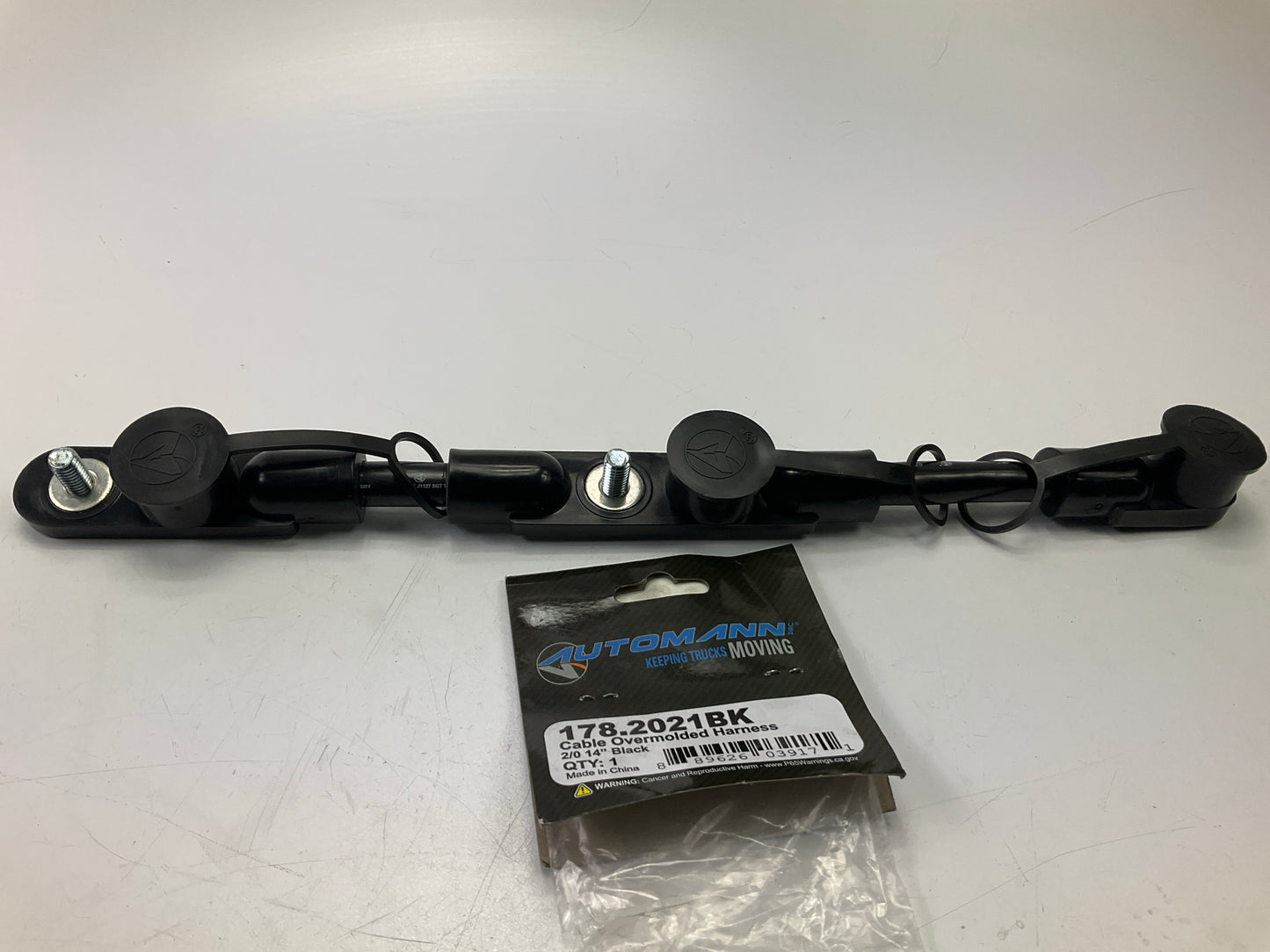 Automann 178.2021BK Three Battery Overmolded Cable, Black 2/0 Wire, BC207M3BWS